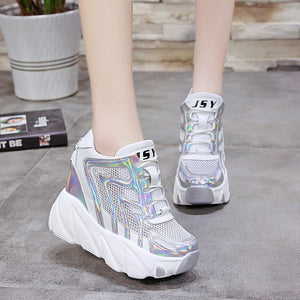 Hidden Heels Silver Sneakers